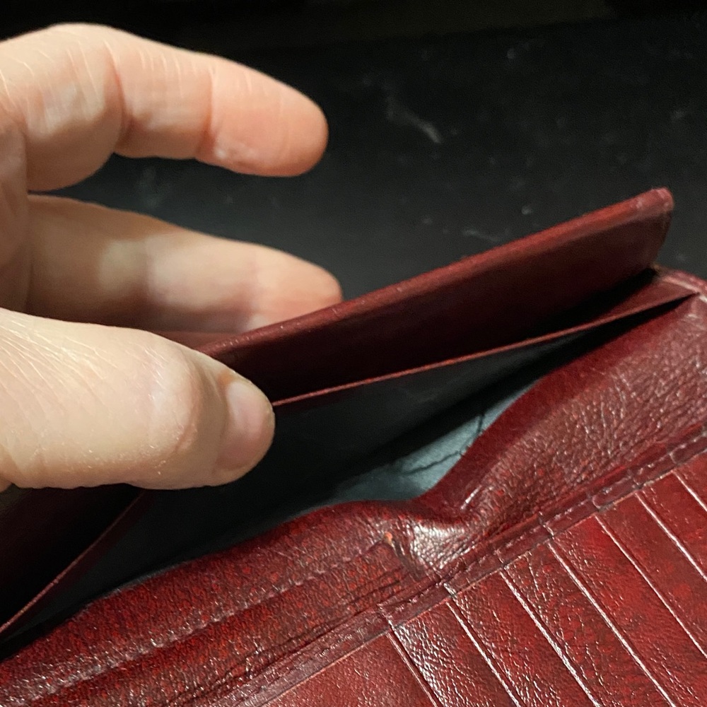 Elegant Sport Gold-Pfeil W. Germany burgundy checkbook Leather Wallet - Picture 12 of 16